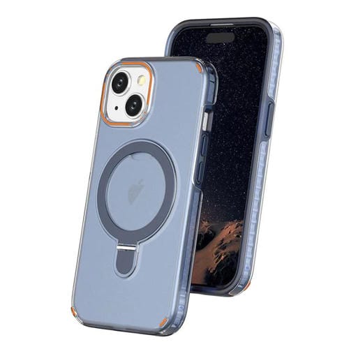Funda colorida 2 en 1 con soporte de anillo MagSafe para iPhone 15 (azul rey)