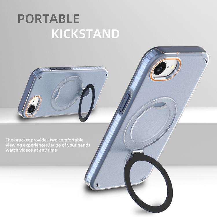 Funda para iPhone 16e, colorida, 2 en 1, con soporte de anillo MagSafe (transparente)