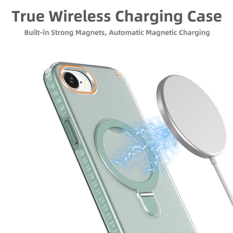 Funda para iPhone 16e, colorida, 2 en 1, con soporte de anillo MagSafe (transparente)