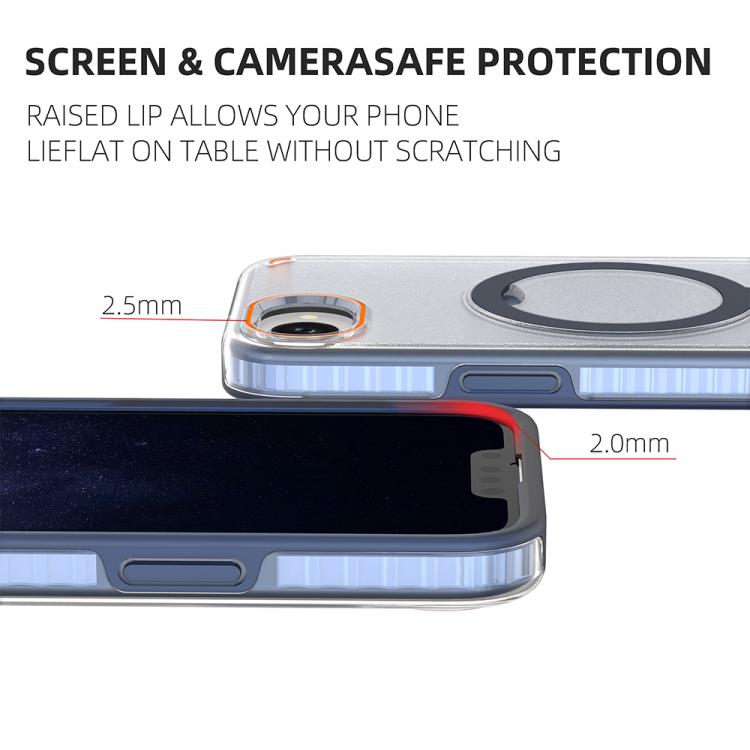 Funda para iPhone 16e, colorida, 2 en 1, con soporte de anillo MagSafe (transparente)