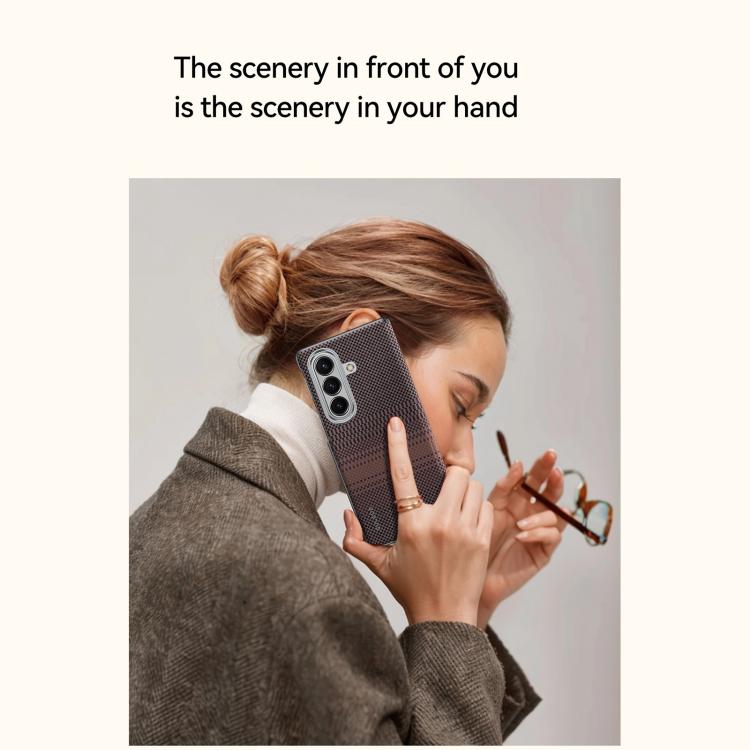 Funda de cuero magnético con textura tejida de Kevlar SULADA para Samsung Galaxy Z Fold7 5G (naranja)