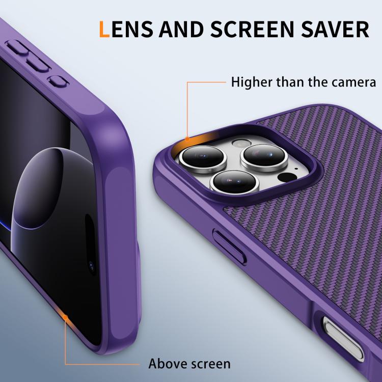 Funda MagSafe con textura de fibra de carbono y tacto suave para iPhone 16 Pro Max (morado)