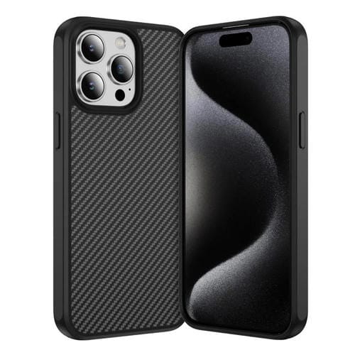 Funda MagSafe con textura de fibra de carbono y tacto suave para iPhone 15 Pro (negra)