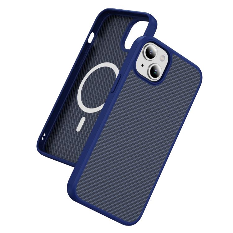 For iPhone 15 Carbon Fiber Texture Skin-feel MagSafe Phone Case(Blue)
