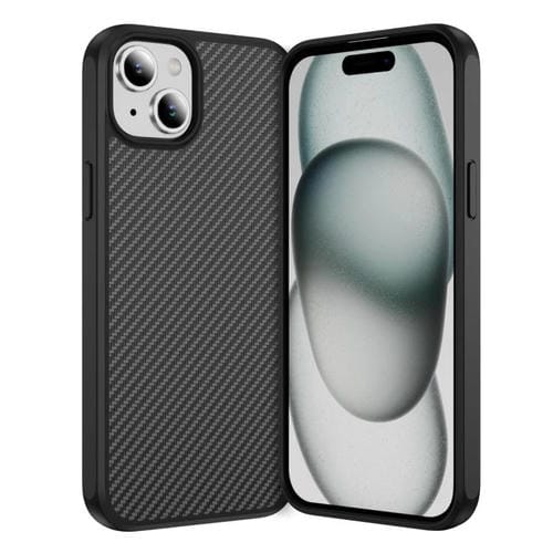 For iPhone 15 Carbon Fiber Texture Skin-feel MagSafe Phone Case(Black)
