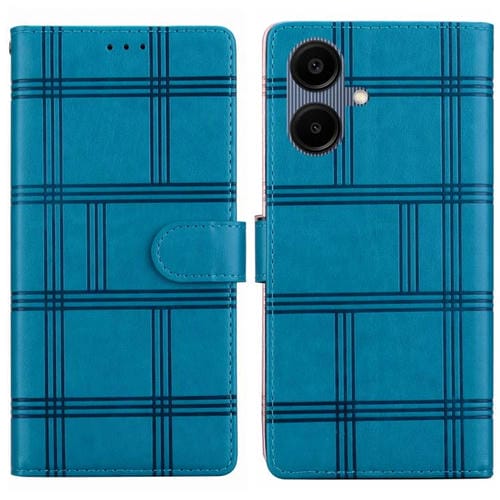 Funda de piel con relieve a cuadros para Samsung Galaxy A06 4G/5G (azul)