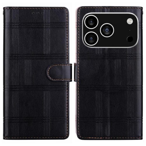 Funda de piel con relieve a cuadros para iPhone 17 Pro Max (negra)