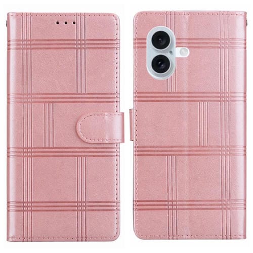 Funda de piel con relieve a cuadros para iPhone 17 (rosa)