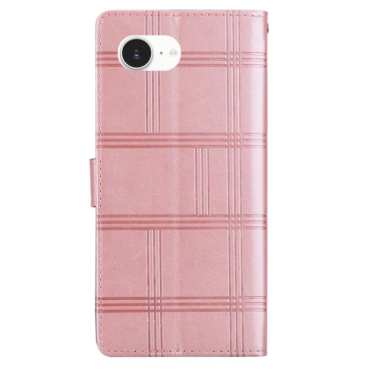 Funda de piel con relieve a cuadros para iPhone 16e (rosa)