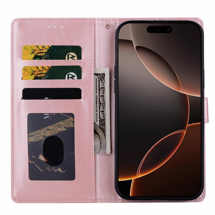 Funda de piel con relieve a cuadros para iPhone 16e (rosa)