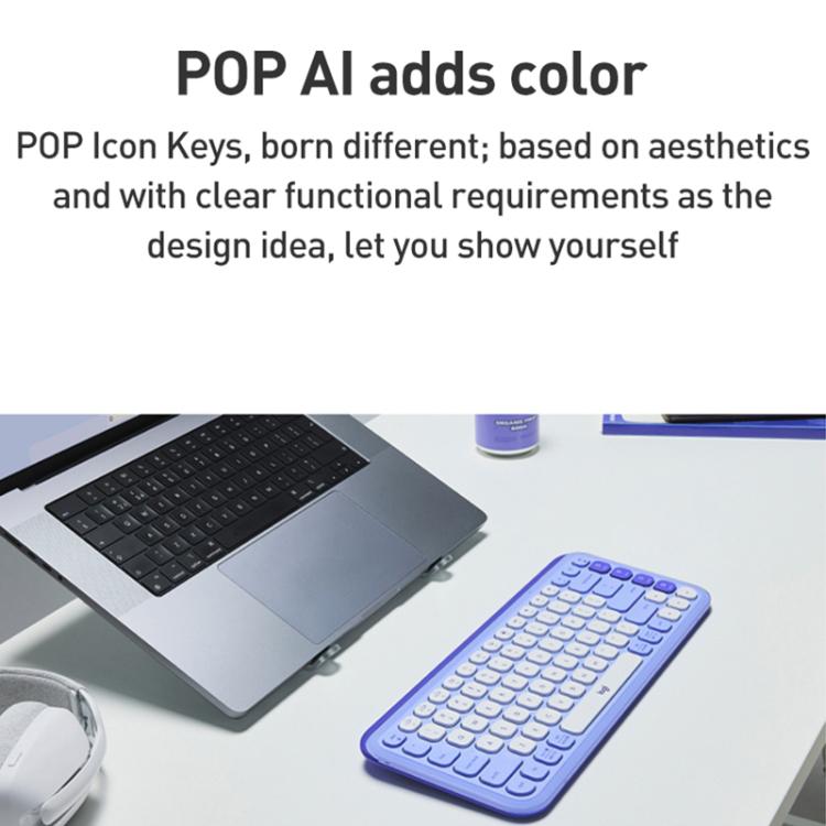 Conjunto teclado y ratón inalámbricos Logitech POP ICON Combo Bluetooth (Morado)