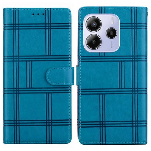 Funda de cuero con relieve a cuadros para Redmi Note 14 4G (164,84 mm, azul)