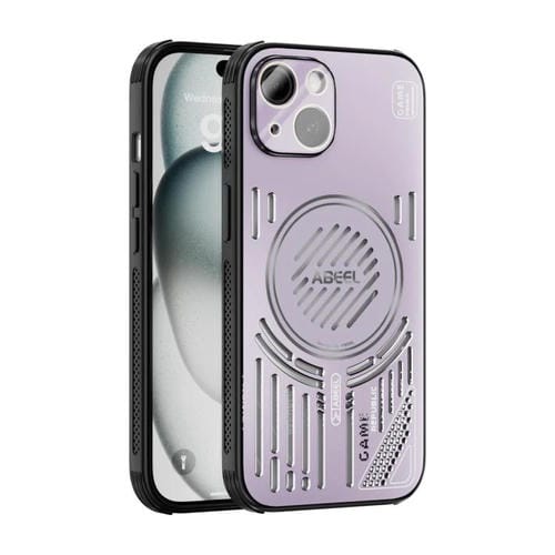 Funda ABEEL Ice Fox Series con disipador de calor magnético para iPhone 15 (rosa y morado)