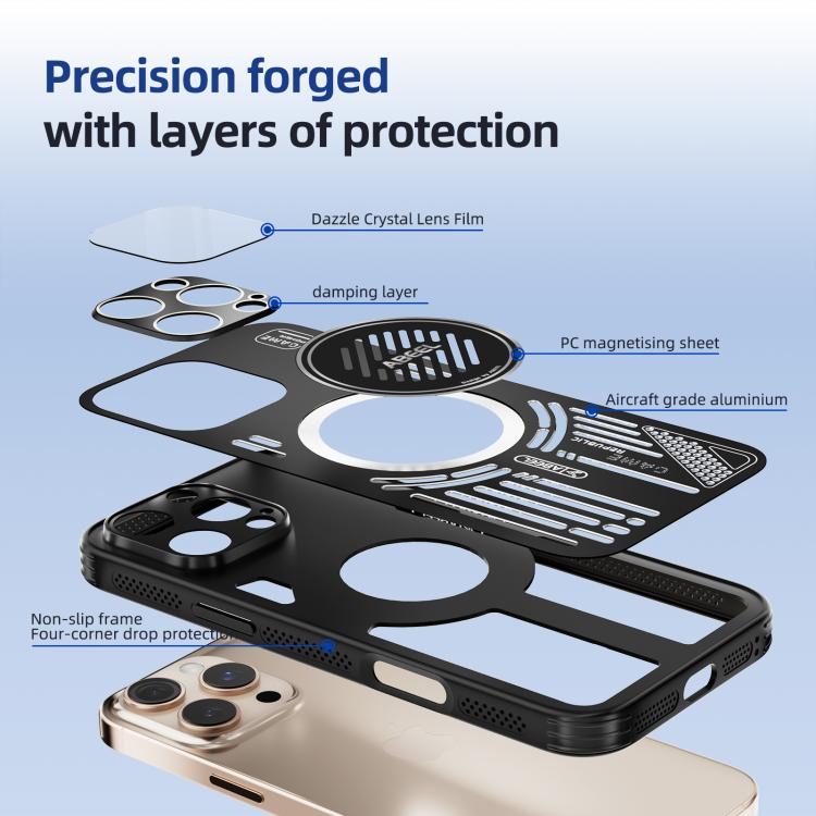 Funda ABEEL Ice Fox Series para iPhone 16e con disipador de calor Magsafe (gris titanio)