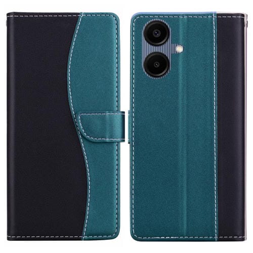 Funda de cuero bicolor con relieve para Samsung Galaxy A07 4G/5G (negro y verde)