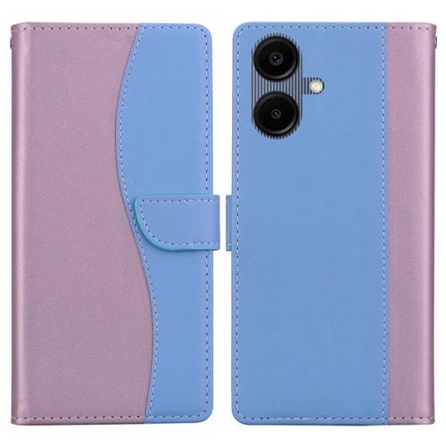Funda de cuero bicolor con relieve para Samsung Galaxy A06 4G/5G (rosa y azul)