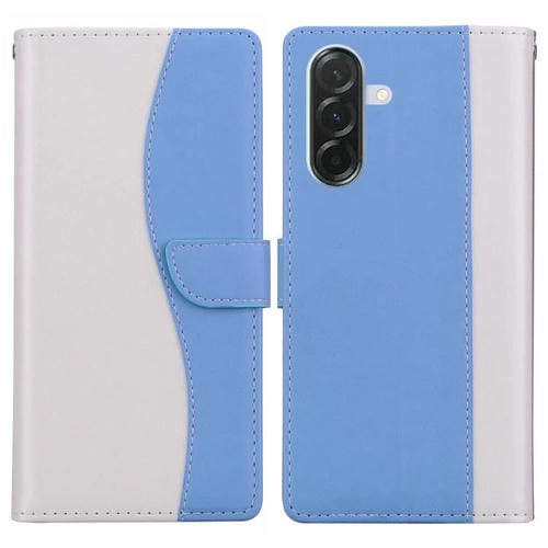 Funda de cuero bicolor con relieve para Samsung Galaxy A36 5G/A56 5G (blanco y azul)