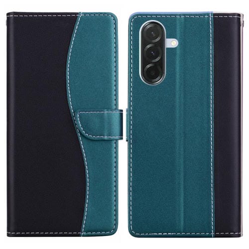 Funda de cuero bicolor con relieve para Samsung Galaxy A36 5G/A56 5G (negro y verde)