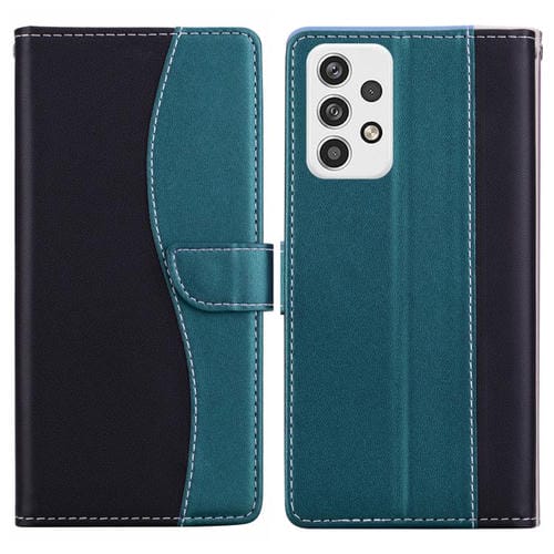 Funda de cuero bicolor con relieve para Samsung Galaxy A13 4G/5G (negro y verde)