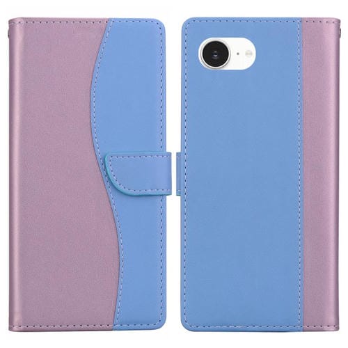 Funda de cuero bicolor con relieve para iPhone 16e (rosa y azul)