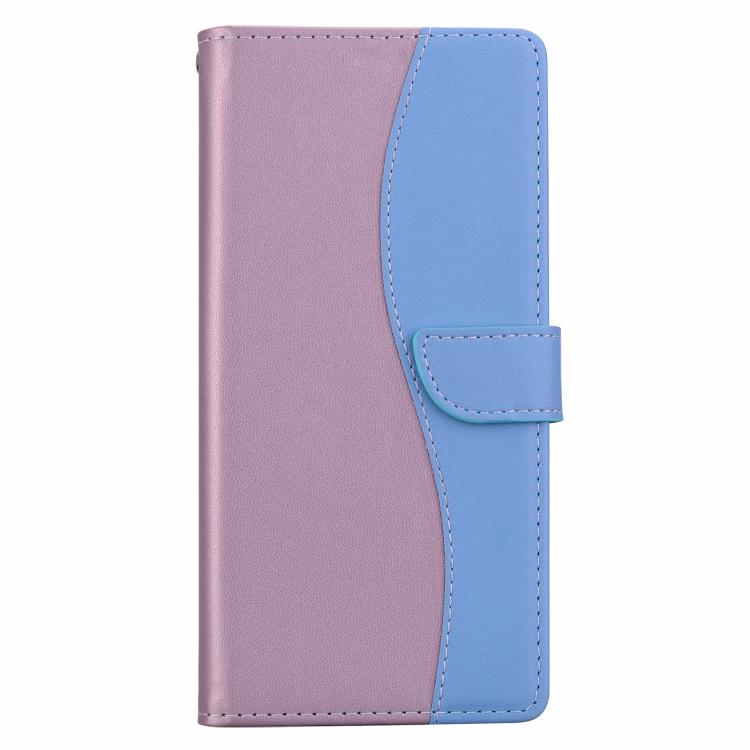 Funda de cuero bicolor con relieve para iPhone 16e (rosa y azul)