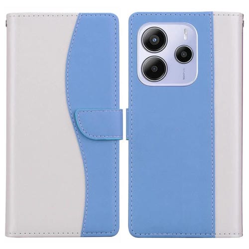 Funda de cuero bicolor con relieve para Redmi Note 14 4G (164,84 mm) (blanco y azul)