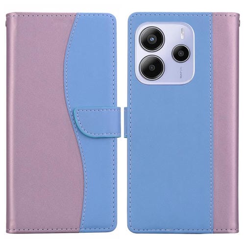 Funda de cuero bicolor con relieve para Redmi Note 14 5G (rosa y azul)