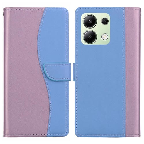 Funda de cuero bicolor con relieve para Redmi Note 13 4G (rosa y azul)