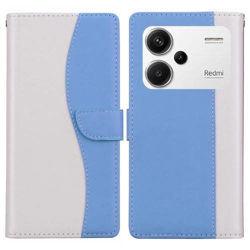 Funda de cuero bicolor con relieve para Redmi Note 13 Pro+ (blanco y azul)