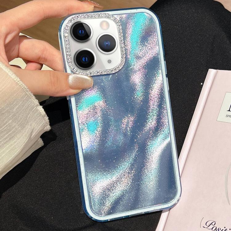 Funda 3 en 1 con diseño de arena movediza y marco de diamante para iPhone 11 Pro Max (azul)