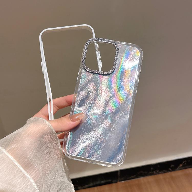 Funda 3 en 1 con diseño de arena movediza y marco de diamante para iPhone 13 Pro (azul)