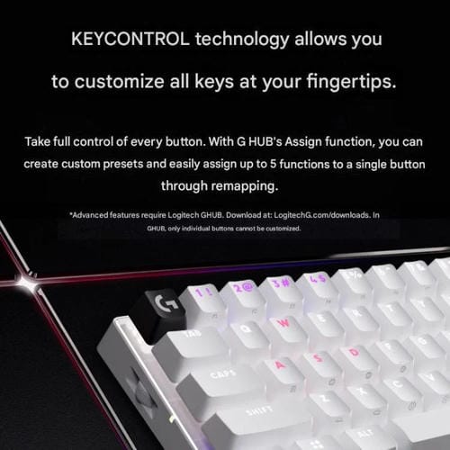 Teclado inalámbrico Logitech G PRO X 60 LIGHTSPEED interruptores ópticos GX-T (Blanco)