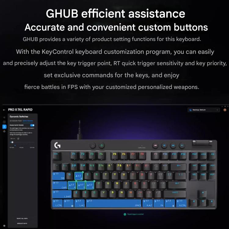 Teclado inalámbrico Logitech G PRO X TKL RAPID con interruptores magnéticos (Negro)
