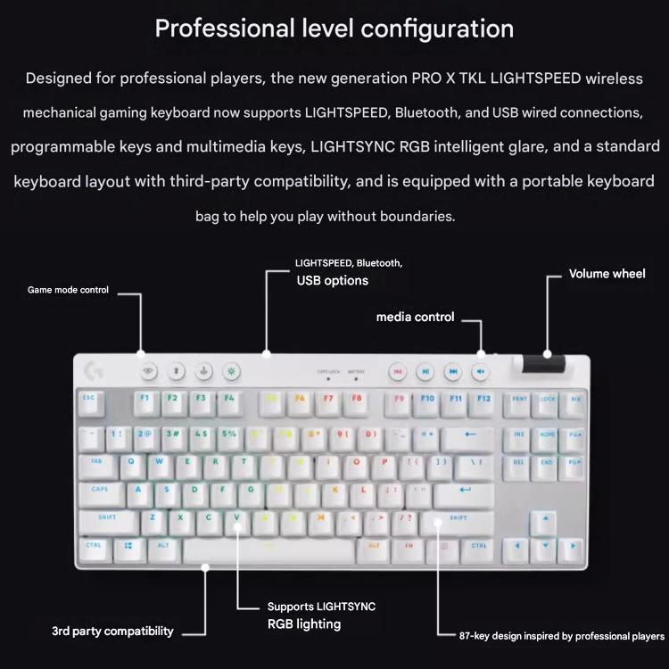Teclado inalámbrico Logitech G PRO X TKL interruptores mecánicos GX-L (Negro)