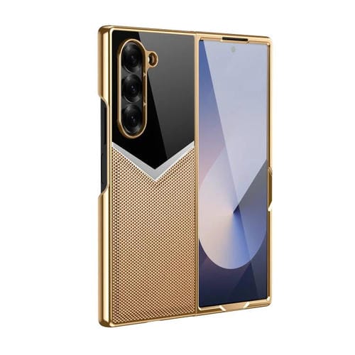 Funda plegable de cuero con contraste integrado para Samsung Galaxy Z Fold6 5G (dorado desierto)