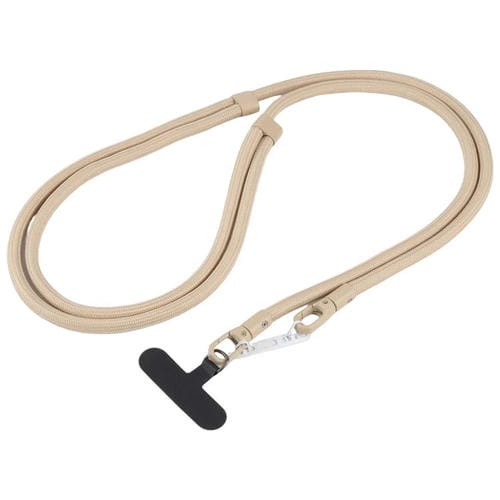 Cordón ajustable para teléfono móvil cruzado de poliéster de 7 mm, color sólido, con hebilla de doble cara (camel)
