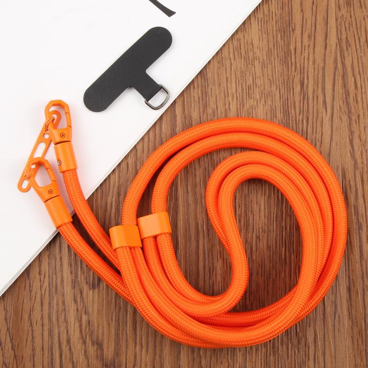 Cordón ajustable para teléfono móvil cruzado de poliéster de 7 mm, color sólido, con hebilla de doble cara (negro)