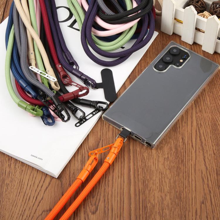 Cordón ajustable para teléfono móvil cruzado de poliéster de 7 mm, color sólido, con hebilla de doble cara (negro)