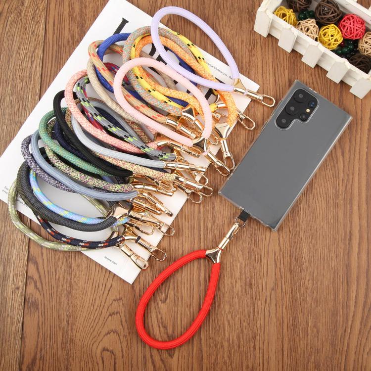 8mm Adjustable Gold Buckle Wrist Short Strap Anti-lost Mobile Phone Lanyard(Green Rose Colorful)