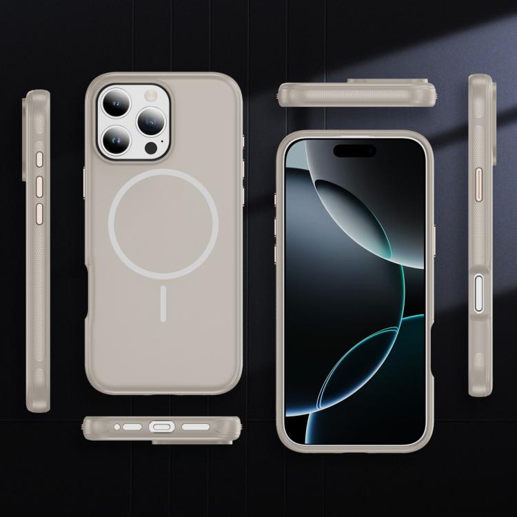 For iPhone 16 Pro Max Imitation Original Magsafe PC Hybrid TPU Phone Case(Beige Grey)