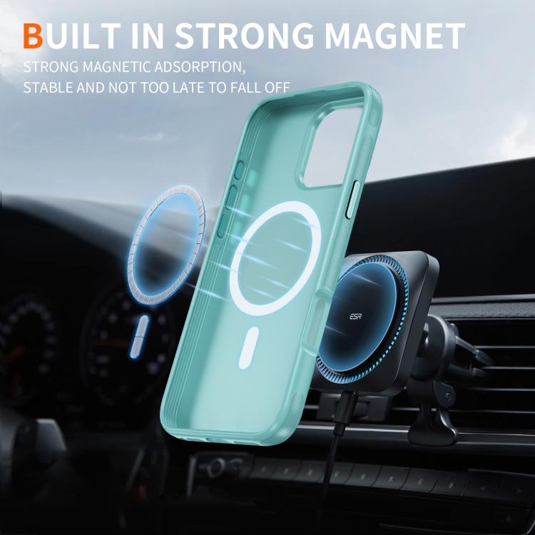 Funda híbrida de TPU Magsafe original para iPhone 16 Pro Max (azul claro)