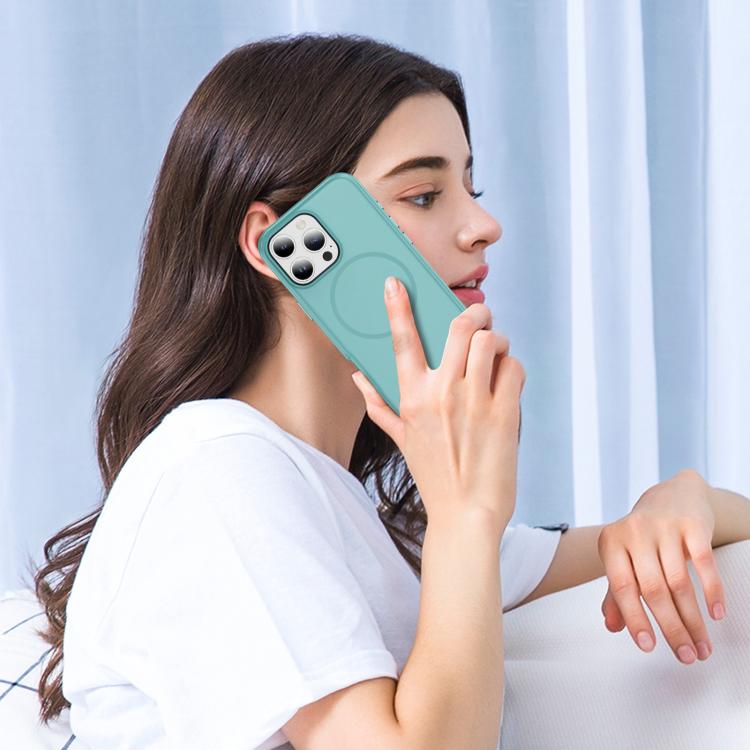 Funda híbrida de TPU Magsafe original para iPhone 16 Pro Max (azul claro)