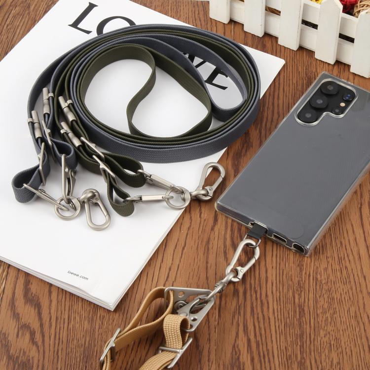 Type-C to Type-C Data Charging Cable Crossbody Phone Long Flat Lanyard(Army Green)