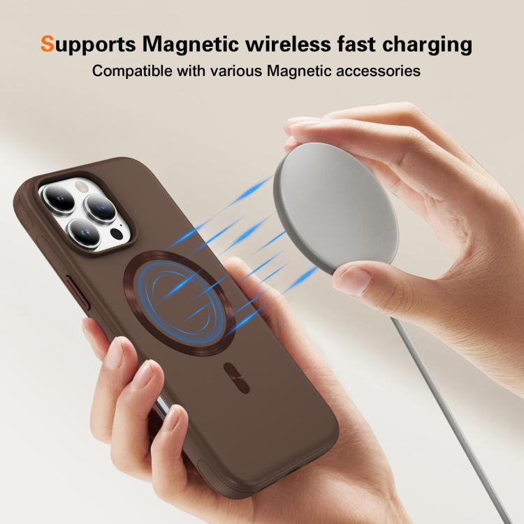 For iPhone 16 Pro Max Imitation Original CD Texture Magsafe PC Hybrid TPU Phone Case(Coffee)