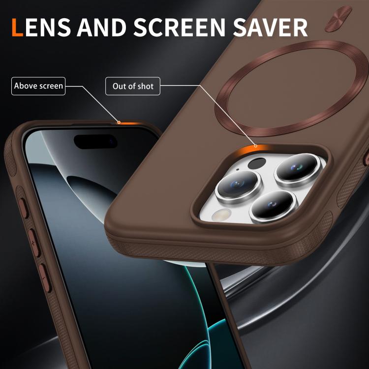 For iPhone 16 Pro Max Imitation Original CD Texture Magsafe PC Hybrid TPU Phone Case(Coffee)