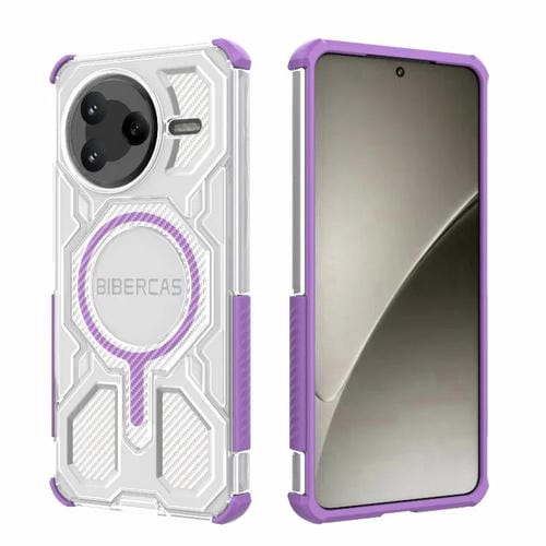 Funda BIBERCAS transparente con protección MagSafe Airbag para Redmi K80 (morado)