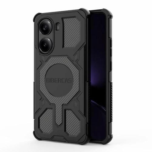 Funda BIBERCAS Real Color Series MagSafe a prueba de golpes para Redmi Turbo 4 (negra)