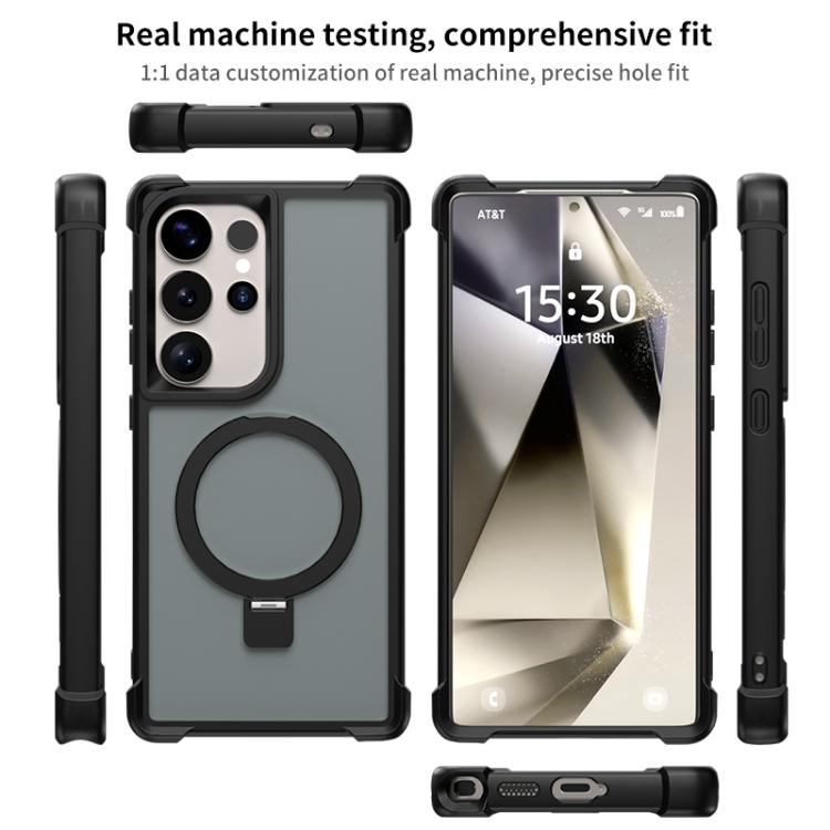 Funda para Samsung Galaxy S23 Ultra 5G con soporte MagSafe de cuatro esquinas a prueba de golpes (dorada)