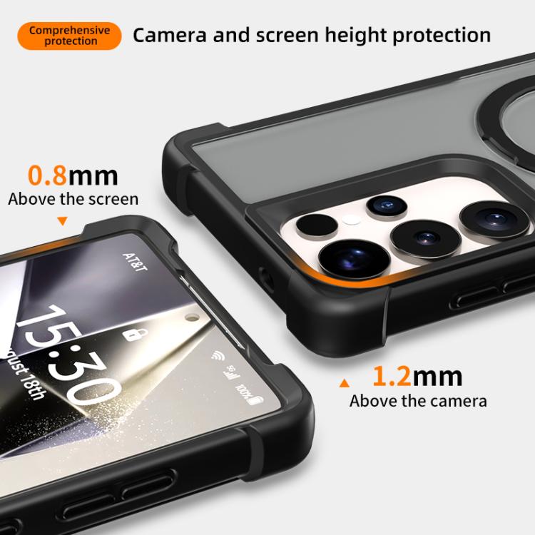 Funda para Samsung Galaxy S23 Ultra 5G con soporte MagSafe de cuatro esquinas a prueba de golpes (dorada)