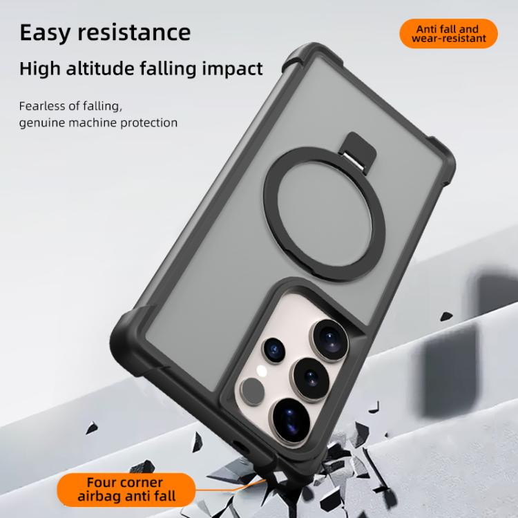 Funda para Samsung Galaxy S24 Ultra 5G con soporte MagSafe de cuatro esquinas a prueba de golpes (negra)